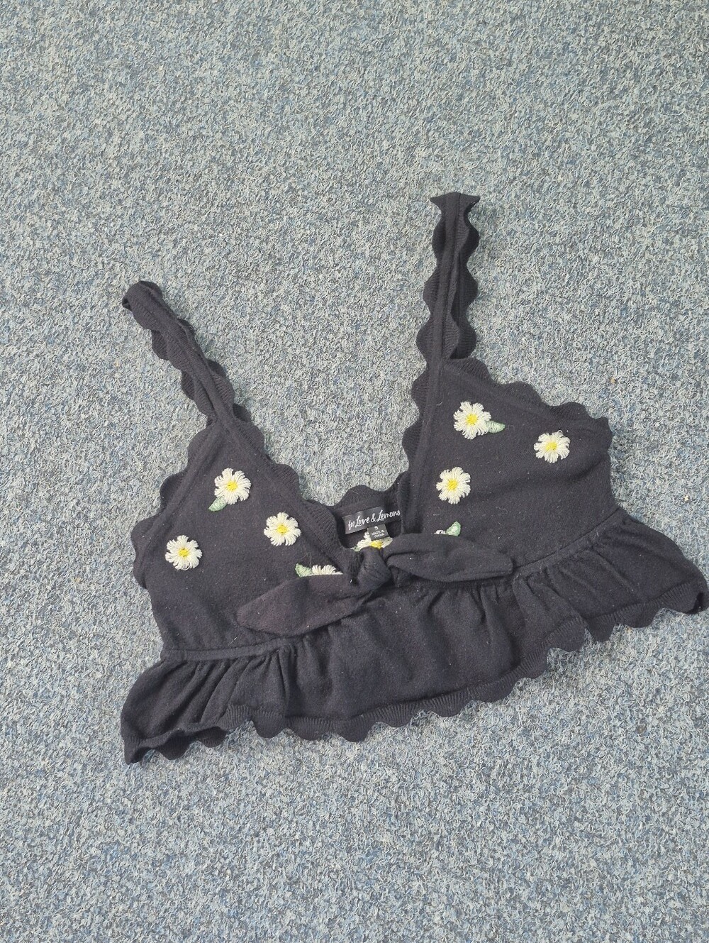 For Love & Lemons Embroidered Daisy Crop Top M